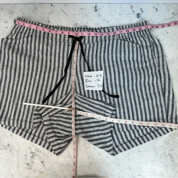 LANE BRYANT Shorts Plus 20 Stripes Linen Blend Stretch Waist Drawstring - Picture 8 of 8